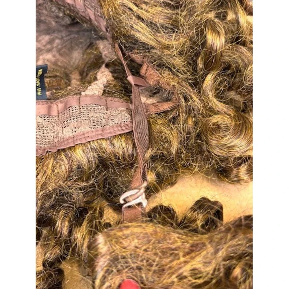 Brown Curly Lion Costume Wig with Ears and Beard Synthetic‎ Fiber Adjustable Cap